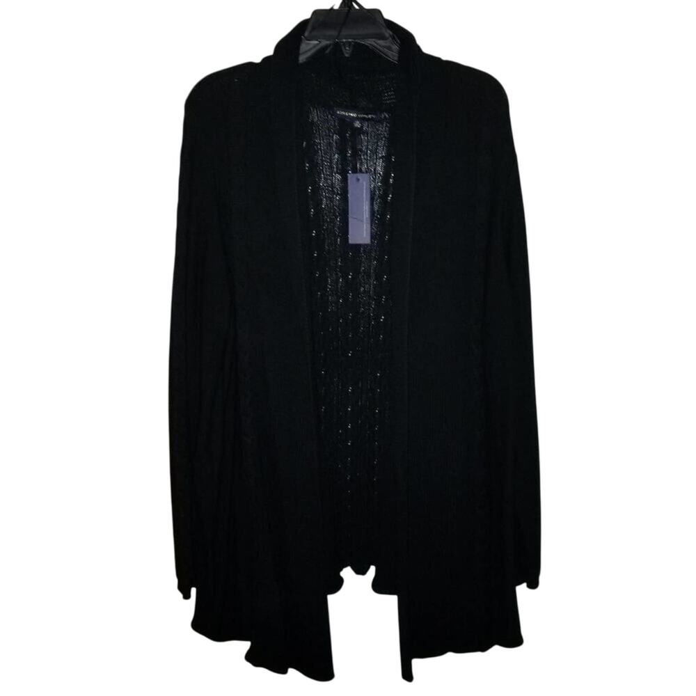 Adrienne Vittadini New Black crocheted asymmetrical hem sweater plus size 2X new